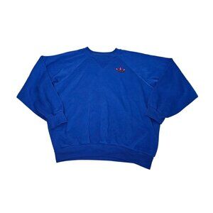 VTG 80s 90s Adidas Royal Blue Sweatshirt Red Trefoil Embroidered Men's Large